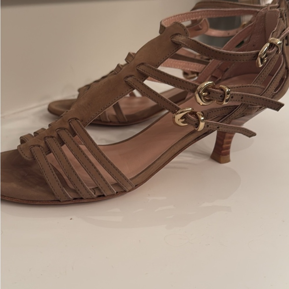 Stuart Weitzman Taupe Strappy Heels